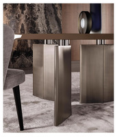 Italienischer Minimalistischer Naturmarmor-Esstisch Luxuriöses Design Villa Hochwertiges Restaurant Runder Esstisch mit Drehteller