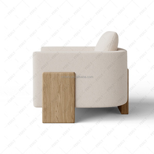 Sang trọng phong cách Mỹ giọng ghế phòng khách đồ nội thất sofa gỗ phòng chờ ghế rắn khung gỗ boucle phòng chờ ghế - Product Image 4