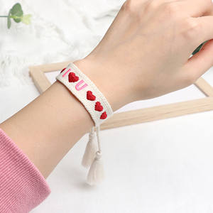 Bracelet brodé de saint-valentin fait à <span class=keywords><strong>la</strong></span> main, je vous aime, sa bête, sa beauté, bijoux, cadeau de fiançailles, gland, 10 pièces - Product Image 4