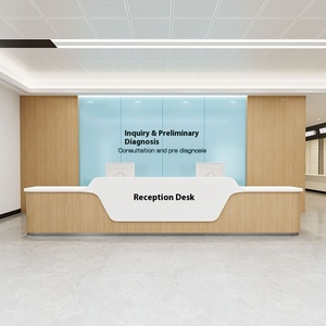 Mostrador de Recepción Plegable de Madera <span class=keywords><strong>para</strong></span> Hospital Moderno, Estación de Enfermería, Recepción Dental, Mostrador de Caja, Mostrador de Información - Product Image 1