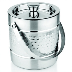 Stainless Steel Premium Ice Bucket <b>Outside</b> Hammered CLASSIC Stylish Design Mirror Finishing Cap:1800 ml - Product Image 1