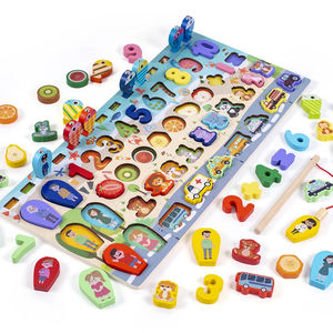 Jouets Montessori en bois pour enfants, jouets éducatifs de forme numérique assortie aux numéros de pêche mathématiques animaux occupés, cadeaux pour enfants - Product Image 1