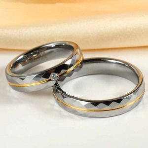 All'ingrosso fascia uomo donna 6MM diamante Inay oro personalizzato Anillos anelli di nozze anello di tungsteno fedi nuziali coppia Set di fedi nuziali - Product Image 1