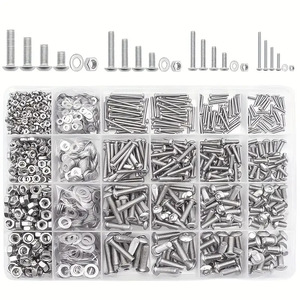 304 Stainless Steel Screw Kit 1220pcs Pan Head Hex Socket Screws Nuts Washers ISO 7380 A2-70 Standard <b>Tool</b> <b>Set</b> - Product Image 1