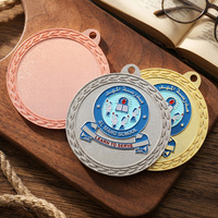 Médaille en alliage de zinc pour événements académiques, plaquée or, argent, bronze, avec logo émaillé personnalisé, pour la remise des diplômes des étudiants et des écoles