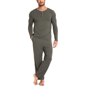 Pyjama de luxe confortable pour homme, ensemble de pyjama en viscose de bambou pour homme, manches longues, 2 pièces, vêtements de nuit avec poches, vêtements de détente - Product Image 2