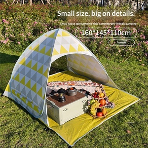 Carpa de <span class=keywords><strong>Playa</strong></span> Piramidal de Apertura Rápida con Un Solo Toque, con Varillas de Acero, Resistente al Viento y al Sol, Tela con Revestimiento Plateado, para Uso en las Cuatro Estaciones - Product Image 4