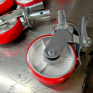 Andamio galvanizado rojo de 8 ", andamio OEM, rueda giratoria, rueda giratoria, <span class=keywords><strong>Base</strong></span> de gato, <span class=keywords><strong>ruedas</strong></span> giratorias de alta resistencia <span class=keywords><strong>con</strong></span> vástago - Product Image 1