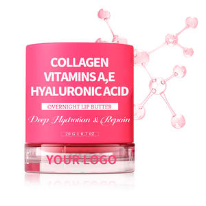 Beurre pour les lèvres de nuit au collagène et à l'acide hyaluronique 20g OEM Étiquette privée Réparer Gonfler Masque de nuit - Product Image 1