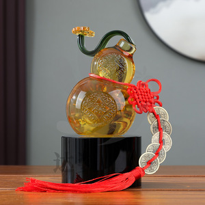 Adorno de calabaza de cristal, tallado en relieve de vidrio, decoración con borlas rojas para el hogar, oficina, escritorio, decoración de gabinete, regalo del Día de la Madre - Product Image 2