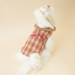 Cómodo chaleco transpirable de invierno a cuadros cálido para perros con gancho de correa ropa para mascotas forrada de felpa para perros pequeños y gatos - Product Image 1