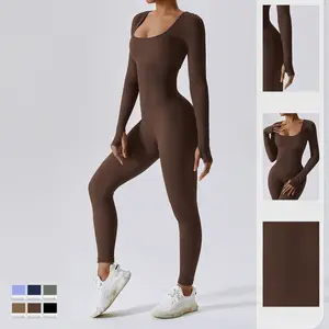Sexy Body Suit Women Fitness Jumpsuit Leggings Bodycon Romper Elegant Long Sleeve Full Body Suits Jumpsuit For Women