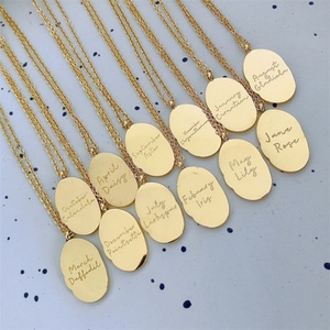 Stainless Steel Necklace Real Gold 18k Gold Plated Custom Carved 12 Flowers Oval Pendant Necklace Jewelry - Product Image 1