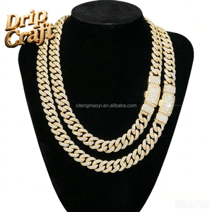Nueva Cadena Cubana de Hip-hop de 12 mm con Triple Hilera de Diamantes de Imitación, Totalmente Cubierta de Diamantes de Imitación y Chapada en Oro, Imprescindible para los Amantes de la Moda. - Product Image 2