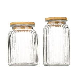 Rỗng Vòng Kín Cà Phê Trà Gia Vị Lọ Thủy Tinh Nhà Bếp Tổ Chức Lưu Trữ Chai Kín Thủy Tinh Thực Phẩm Lưu Trữ Lọ Với Nắp Tre - Product Image 4