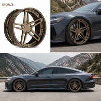 Rines Cóncavos de 5 Brazos Forjados a Medida Viaol, de 2 Piezas, 19 20 21 22 5x112 5x114.3, Acabado Negro Brillante, Compatibles con Nissan GTR BMW M4