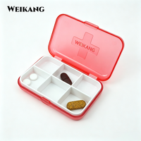 Organisateur de pilules portable à 6 compartiments, étui de rangement pour médicaments, étui de voyage pour comprimés avec couvercle rabattable