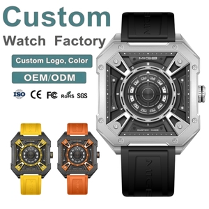 Reloj de Cuarzo Octogonal de Acero Inoxidable con Esqueleto de 42 mm, Logotipo Personalizado OEM, Reloj Analógico para Hombre, Correa de Silicona, 3 BAR - Product Image 1