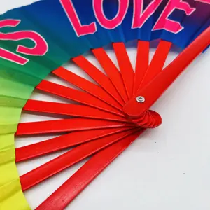 Love Is Love Big Loud Clack Rave Pride Fan Large Bamboo Fan For Women Men Drag Queen Dance Pride Folding Fan