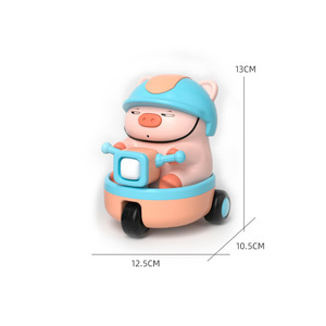 Mini triciclo eléctrico de juguete con forma de cerdo para bebés de 0 a 24 meses con música, vehículo educativo para montar, colores azul y verde - Product Image 3