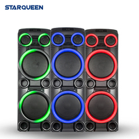 Enceinte portable DISCO LIGHT BIG PA Column MP3 double 12 pouces Boombox Alexa active Bluetooth sans fil pour fête avec laser LED et son puissant