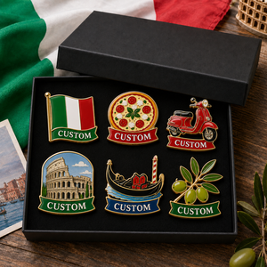 Set de Regalo de Fabricación Personalizada de Alta Calidad: Pin Esmaltado de Italia, Pin de Solapa de <span class=keywords><strong>la</strong></span> Torre Inclinada, Souvenir Turístico, Pin de <span class=keywords><strong>Pasta</strong></span> Italiana, en Caja de Regalo - Product Image 1