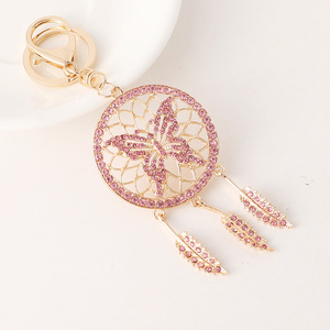 Nouveau porte-clés attrape-rêves bohème papillon plume, breloque de sac pour femme fleur creuse perlée, ornement suspendu de luxe pour rétroviseur de voiture, cadeau - Product Image 6