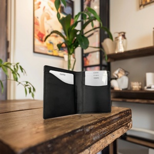 For Vintage Bi-fold Thin Minimalist <b>Rfid</b> <b>Blocking</b> Unisex Full Grain Genuine Leather Metal Holder Short Slim <b>Wallet</b> Portable - Product Image 5