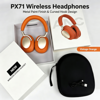 Casque Bluetooth circum-auriculaire PX71 ANC avec design en métal peint par pulvérisation, oreillettes en ABS, annulation active du bruit, double mode, résistant aux éclaboussures
