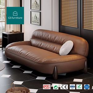 Sofá de Oficina de Cuero Italiano, Sala de Recepción, Reuniones de Negocios, Juego de Mesa de Centro Simple y Moderno para Tres Personas - Product Image 1