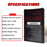 Batterie rechargeable au lithium Li-polymère 3,8 V, 4800 mAh, pour scanner PDA C6000, collecteur de données robuste, remplacement