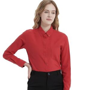 <span class=keywords><strong>Camisa</strong></span> Oxford Ecológica de Alta Calidad para Mujer, 100% Algodón Canvas, Color Sólido, Logotipo Bordado Personalizado, Blusas, Camisas Digitales - Product Image 6