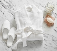 Ensemble cadeau de peignoirs personnalisés de qualité supérieure - Peignoirs unisexes personnalisables avec pantoufles ou serviettes pour mariage/hôtel/entreprise