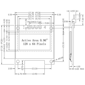 Écran <span class=keywords><strong>OLED</strong></span> monochrome 4 broches 0.96 pouces 128*64 Module LCD jaune-bleu avec interface IIC/I2C Modules E-Paper - Product Image 6
