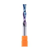 Fraise en spirale en carbure de tungstène, queue de 1/4 po, revêtement Nano Bleu, 60HRC, coupe descendante, hélice à 45°, personnalisable OEM, pour routeur CNC