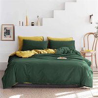 Parure de lit personnalisée 100% coton lavé Oeko-tex très vendue parure de lit personnalisée drap de lit de luxe en coton housse de couette verte