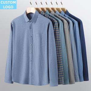 قميص رجالي مخصص الشعار ، قميص كلاسيكي منقوش بأكمام طويلة للرجال والأعمال - Product Image 4