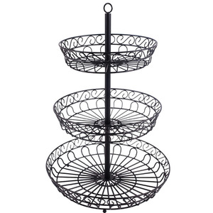 Cestino Portafrutta <span class=keywords><strong>a</strong></span> 3 Ripiani, Contenitore per Frutta e Verdura, Portafrutta da Banco in Filo Metallico - Product Image 2