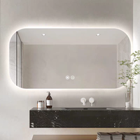 Miroir de salle de bain LED pour hôtel avec fonction anti-buée, miroir de maquillage mural à intensité variable, vente en gros