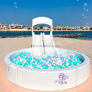 Équipement de location pour fête d'enfants, grand cercle de fleurs en mousse, aire de jeux douce pour tout-petits, piscine à balles blanche avec toboggan simple - Product Image 5