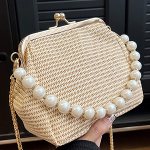 New Stylish Textured <b>Small</b> Square <b>Handbag</b> Clasp Closure Shoulder Crossbody and Shell Bag - Product Image 3