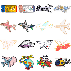 Broche Personalizado de Metal con Diseño de Avión de Dibujos Animados, Insignia de Helicóptero, Recorrido Alrededor <span class=keywords><strong>del</strong></span> Mundo, Pin de Esmalte - Product Image 2
