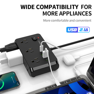 Nuovo Design Multipresa Portatile USA con 6 Prese e Porte USB, 10A, Dimensioni Ridotte, Protezione da Sovratensione - Product Image 2