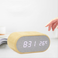 Amboo-reloj despertador de carga inalámbrica para teléfono móvil, dispositivo electrónico de madera multifunción con control de voz y silenciador digital, 10W