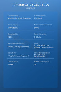 外部クリップオンプラグイン流量計小型電源24V信号リモート伝送モジュラー超音波流量計 - Product Image 4