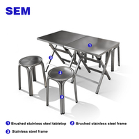 Ensemble de mobilier de restaurant commercial moderne SEM, table pliante en acier inoxydable, ensemble de table à manger avec 4 chaises pour la restauration