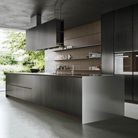 Armoire de cuisine modulaire en MDF pour salon moderne, avec 5 tiroirs et finition noire, vente en gros du fabricant