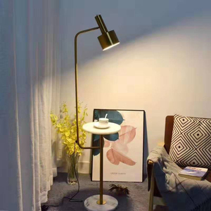 Lámpara de pie LED moderna europea, Control táctil de latón antiguo, <span class=keywords><strong>madera</strong></span> blanca para interior, hogar inteligente, sala de estar, cafetería, decoración DIY - Product Image 6
