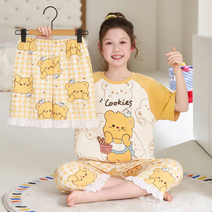 Pyjamas pour enfants en pur coton imprimé dessin animé, sur mesure, pour garçons et filles de 1 à 12 <span class=keywords><strong>ans</strong></span>, vêtements de détente d'été, anti-humidité, chauds, fabriqués en usine - Product Image 1