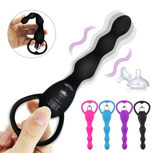 Vibromasseur anal en silicone, à une ou dix fréquences, stimulateur de prostate et de point G à billes graduées pour lui et elle - Product Image 1